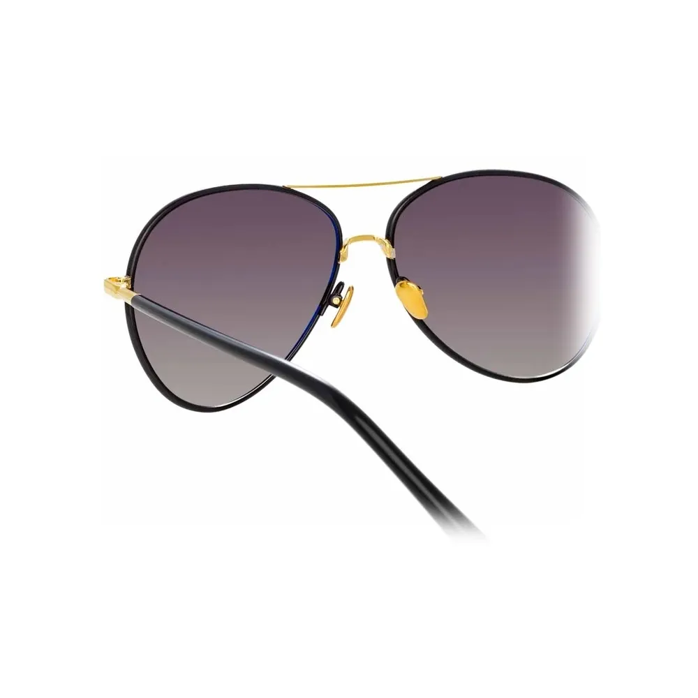 Linda Farrow - Occhiali da Sole Aviator Diabolo C1 in Oro Giallo e Nero - LFL963C1SUN - Linda Farrow Eyewear