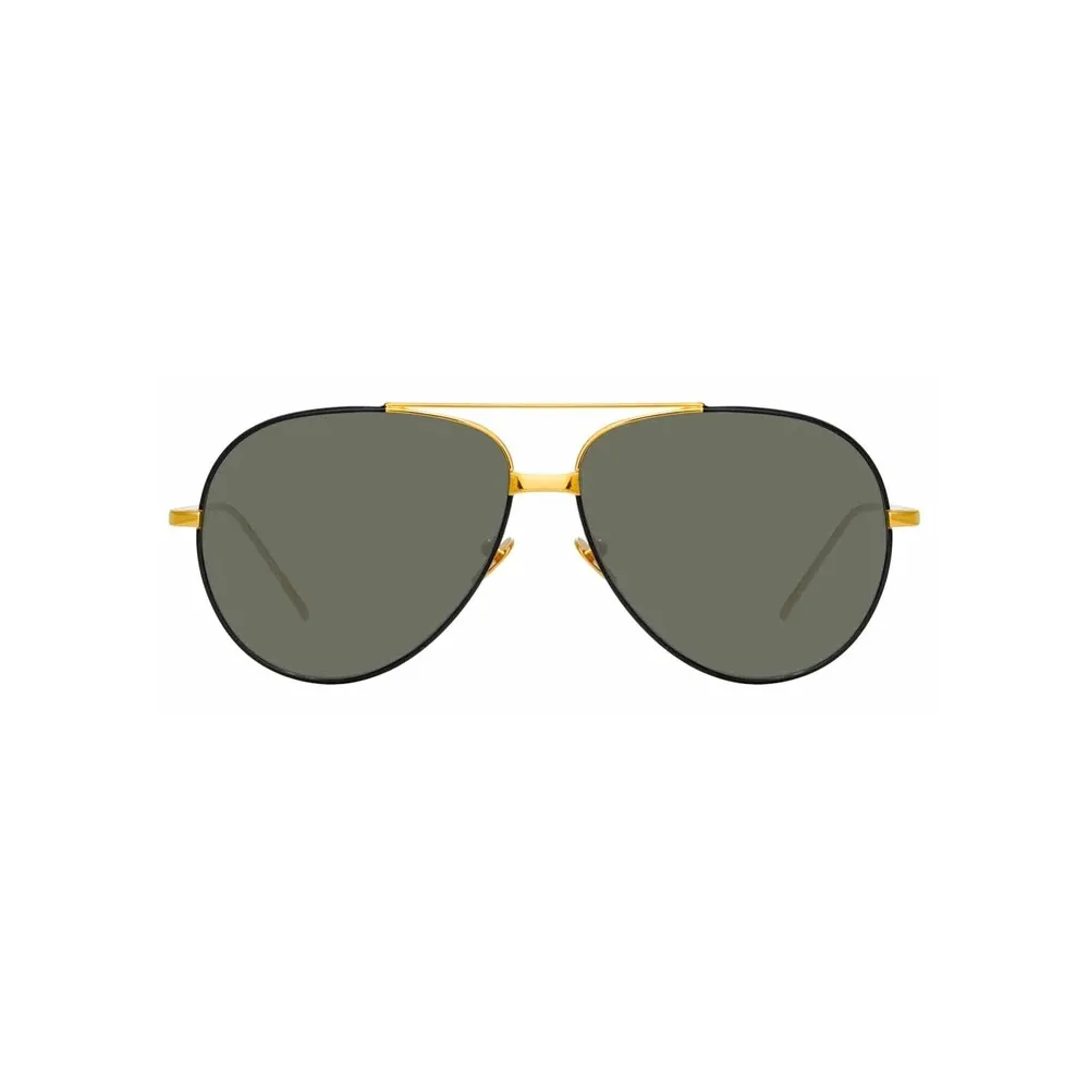 Linda Farrow - Occhiali da Sole Aviator Salem C15 in Oro Giallo e Nero - LFL817C15SUN - Linda Farrow Eyewear