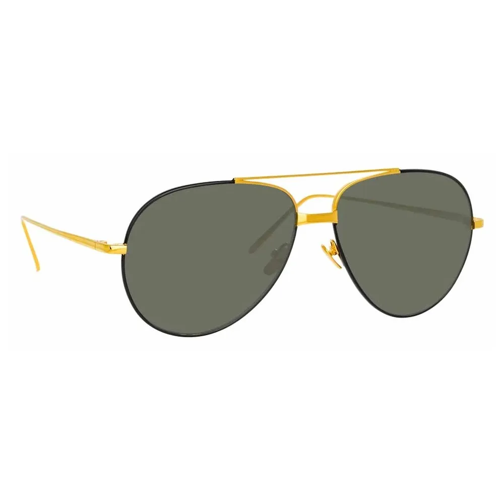 Linda Farrow - Occhiali da Sole Aviator Salem C15 in Oro Giallo e Nero - LFL817C15SUN - Linda Farrow Eyewear