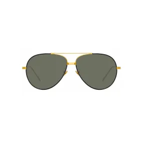 Linda Farrow - Occhiali da Sole Aviator Salem C15 in Oro Giallo e Nero - LFL817C15SUN - Linda Farrow Eyewear