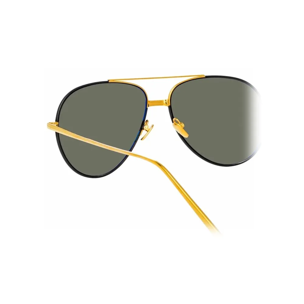 Linda Farrow - Occhiali da Sole Aviator Salem C15 in Oro Giallo e Nero - LFL817C15SUN - Linda Farrow Eyewear