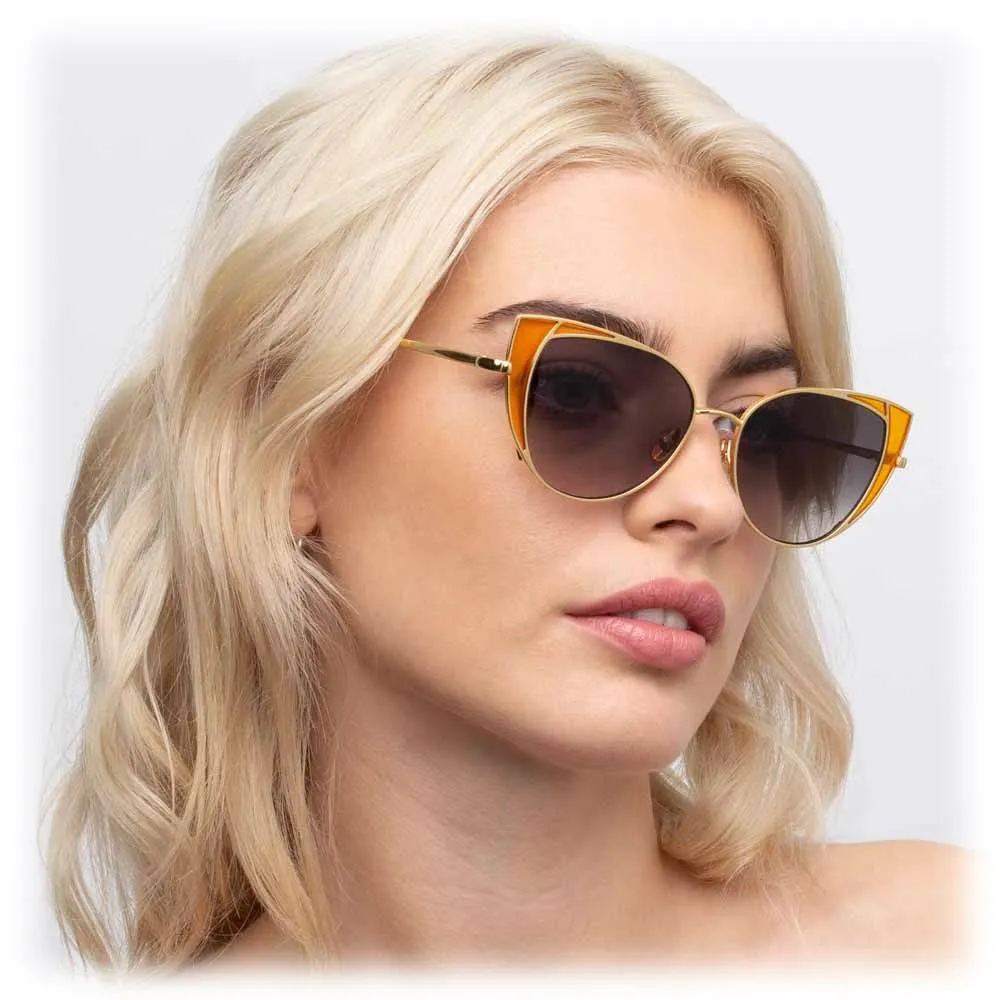 Linda Farrow - Occhiali da Sole Cat Eye 855 C3 - Oro Giallo e Giallo - Linda Farrow Eyewear