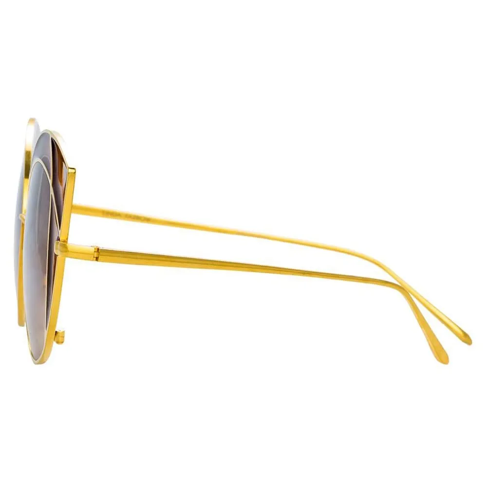 Linda Farrow - Occhiali da Sole Cat Eye 856 C2 - Oro Giallo e Tabacco - Linda Farrow Eyewear