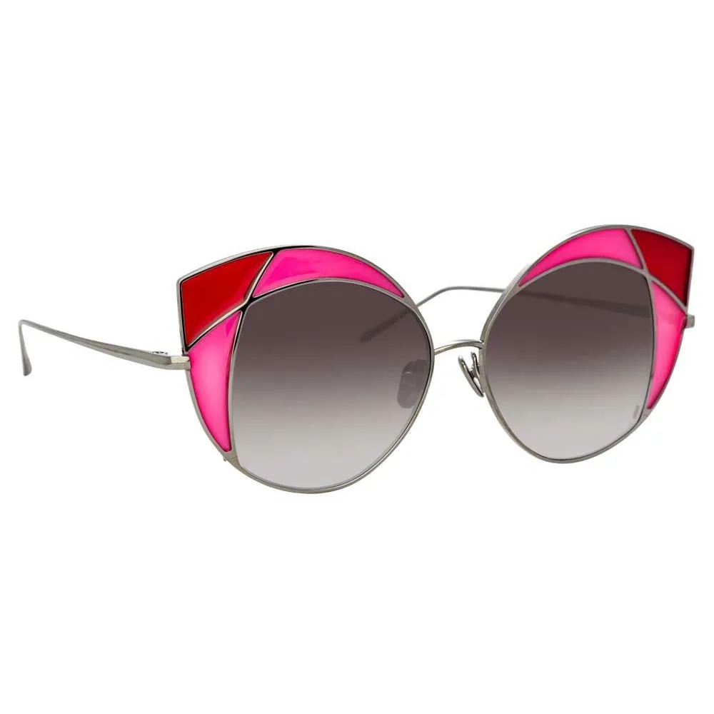 Linda Farrow - Occhiali da Sole Cat Eye 856 C5 - Oro Giallo e Montatura Cremisi Rosa - Linda Farrow Eyewear