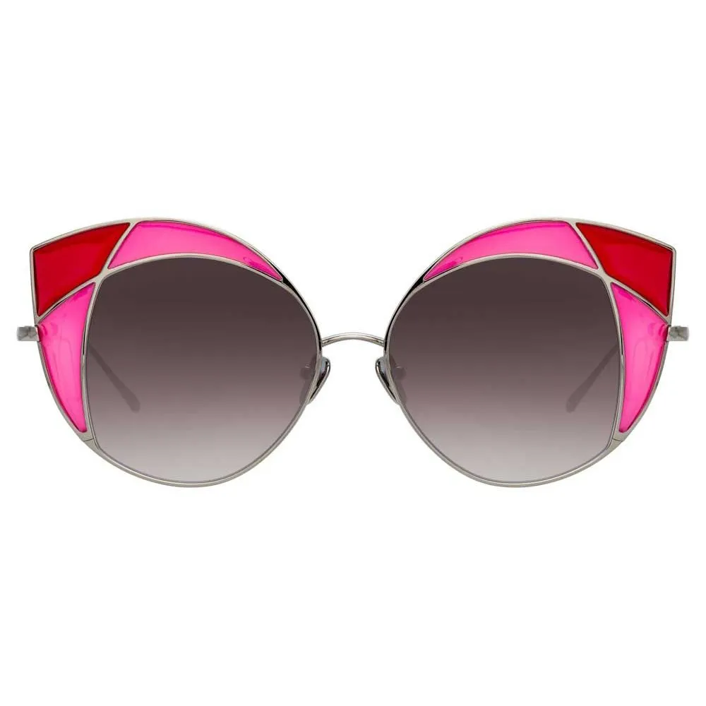 Linda Farrow - Occhiali da Sole Cat Eye 856 C5 - Oro Giallo e Montatura Cremisi Rosa - Linda Farrow Eyewear