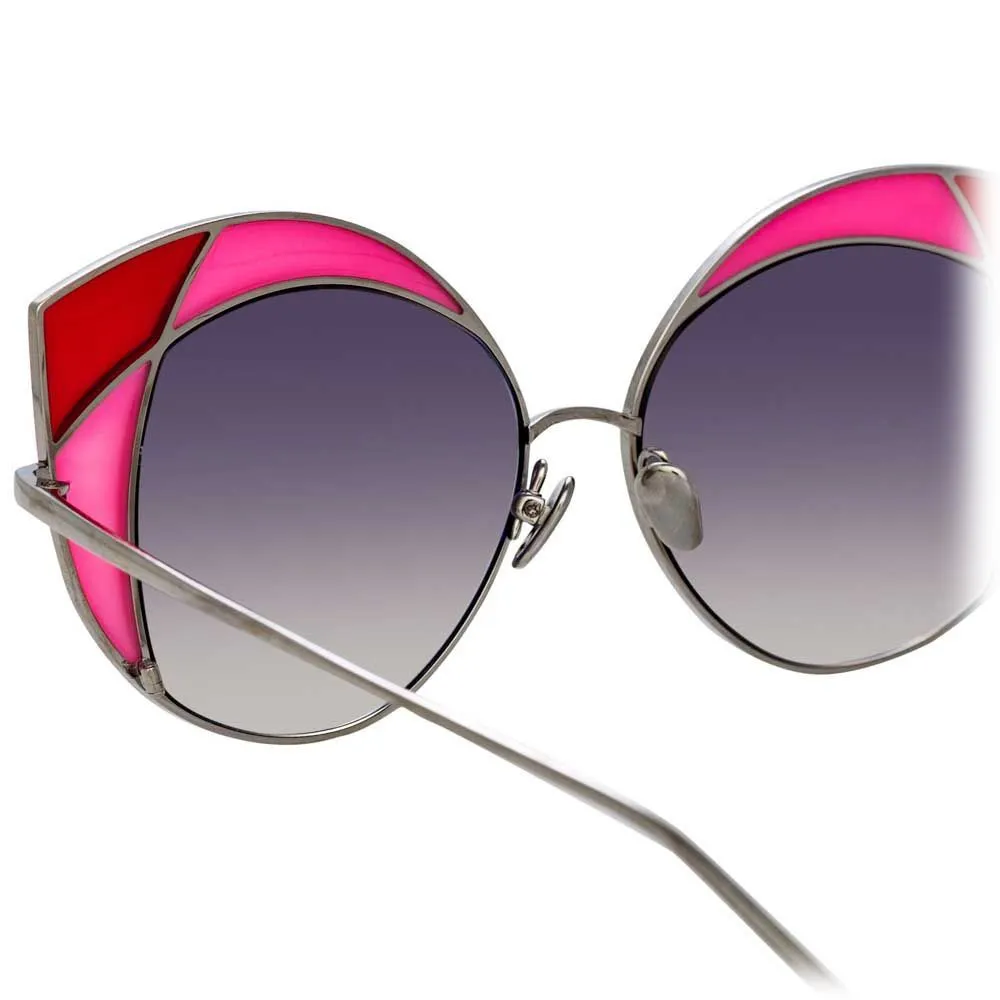 Linda Farrow - Occhiali da Sole Cat Eye 856 C5 - Oro Giallo e Montatura Cremisi Rosa - Linda Farrow Eyewear