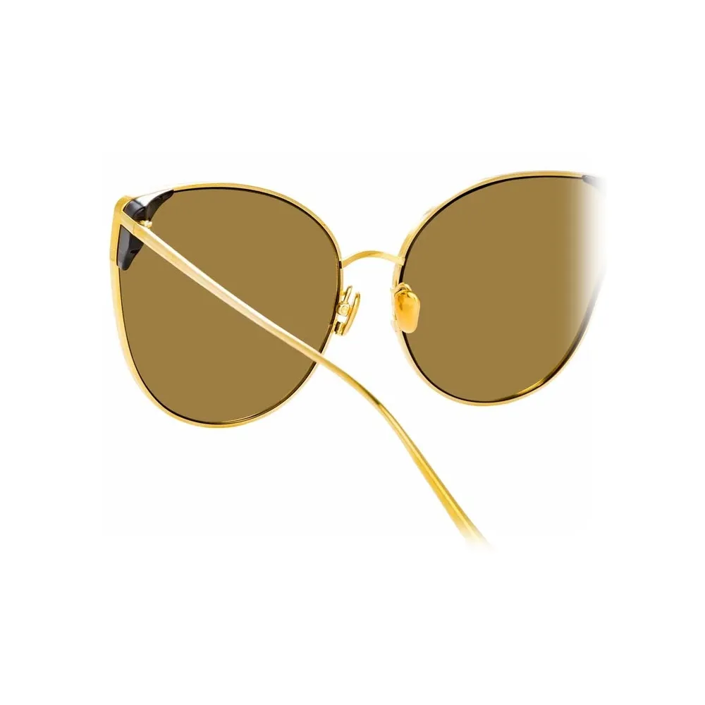 Linda Farrow - Occhiali da Sole Cat-Eye Flyer C1 in Oro Giallo e Nero - LFL895C1SUN - Linda Farrow Eyewear