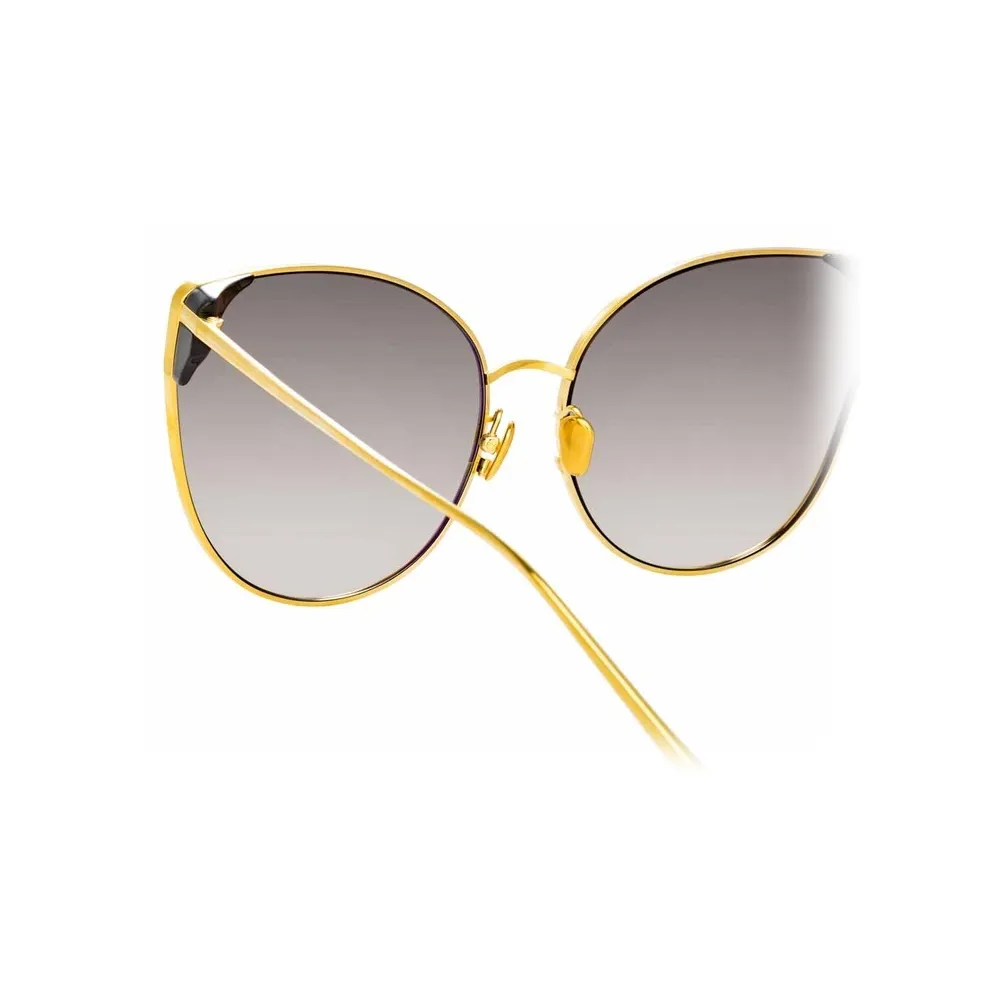 Linda Farrow - Occhiali da Sole Cat-Eye Flyer C4 in Oro Giallo e Nero - LFL895C4SUN - Linda Farrow Eyewear