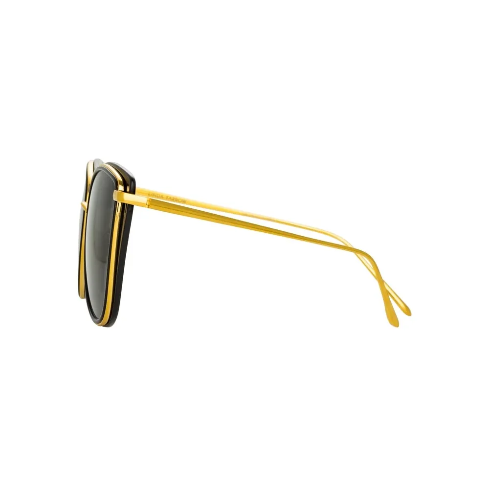 Linda Farrow - Occhiali da Sole Cat-Eye Liza in Nero e Oro Giallo - LFL1109C1SUN - Linda Farrow Eyewear