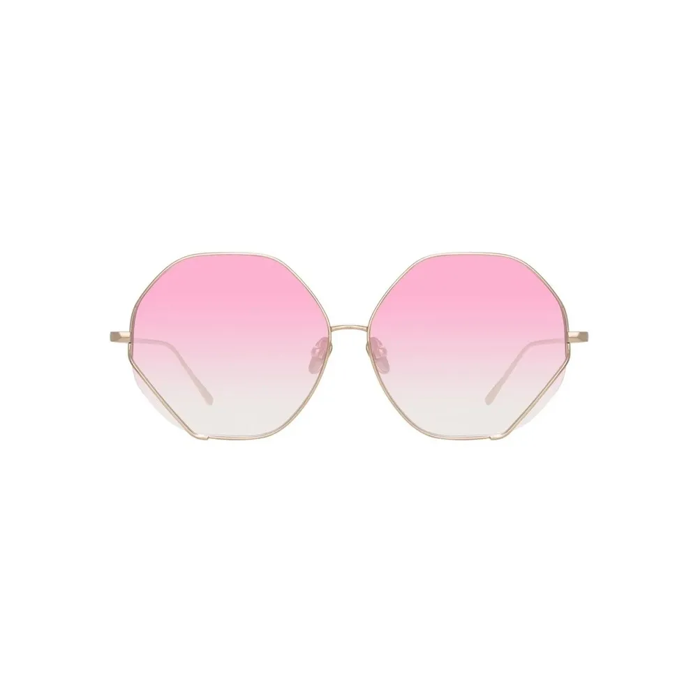 Linda Farrow - Occhiali da Sole Esagonali Fawcet in Oro Giallo e Rosa - LFL1010C3SUN - Linda Farrow Eyewear