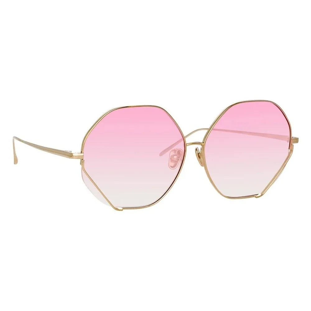 Linda Farrow - Occhiali da Sole Esagonali Fawcet in Oro Giallo e Rosa - LFL1010C3SUN - Linda Farrow Eyewear