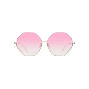 Linda Farrow - Occhiali da Sole Esagonali Fawcet in Oro Giallo e Rosa - LFL1010C3SUN - Linda Farrow Eyewear