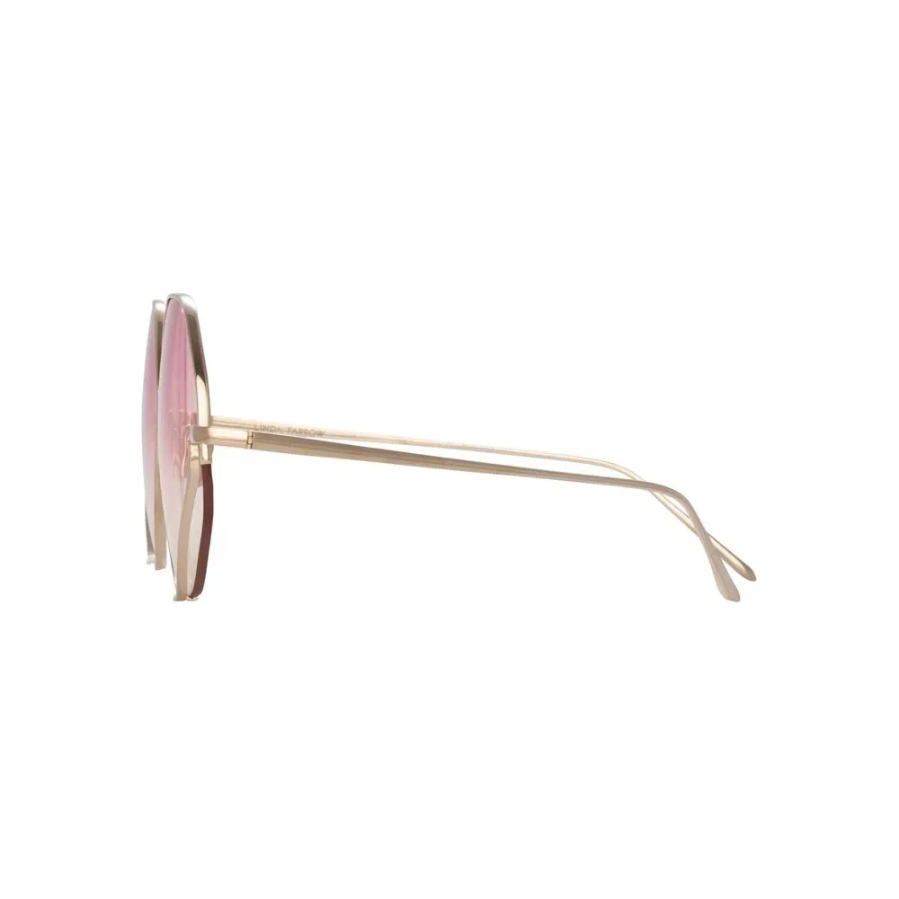 Linda Farrow - Occhiali da Sole Esagonali Fawcet in Oro Giallo e Rosa - LFL1010C3SUN - Linda Farrow Eyewear