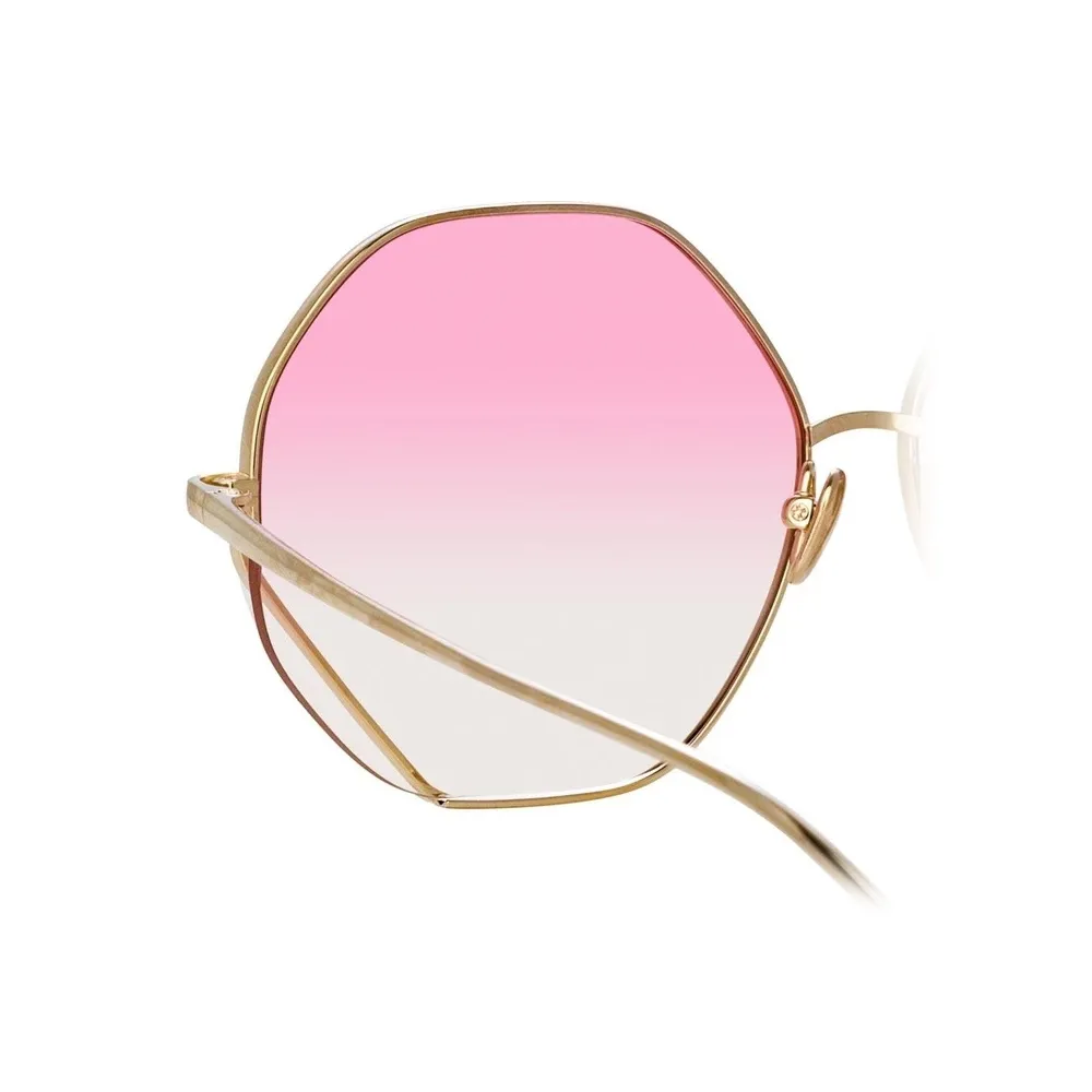 Linda Farrow - Occhiali da Sole Esagonali Fawcet in Oro Giallo e Rosa - LFL1010C3SUN - Linda Farrow Eyewear