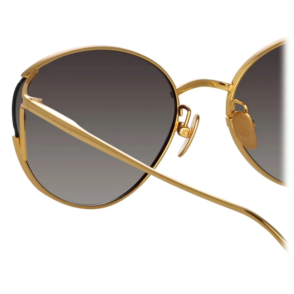 Linda Farrow - Occhiali da Sole Fielder Cat Eye in Giallo Oro - LFL1455C2SUN - Linda Farrow Eyewear