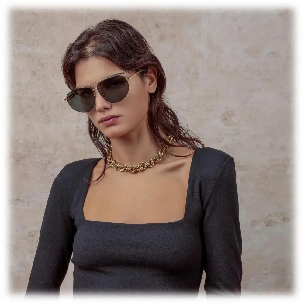 Linda Farrow - Occhiali da Sole Gabriel Oversized in Oro Giallo - LFL1391C1SUN - Linda Farrow Eyewear