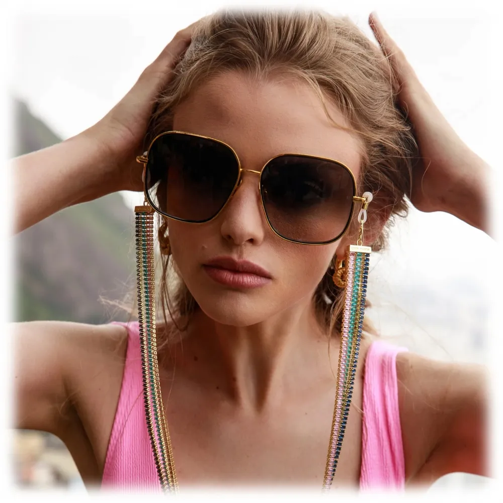 Linda Farrow - Occhiali da Sole Juliana Oversized in Oro Giallo - LFL1394C2SUN  - Linda Farrow Eyewear