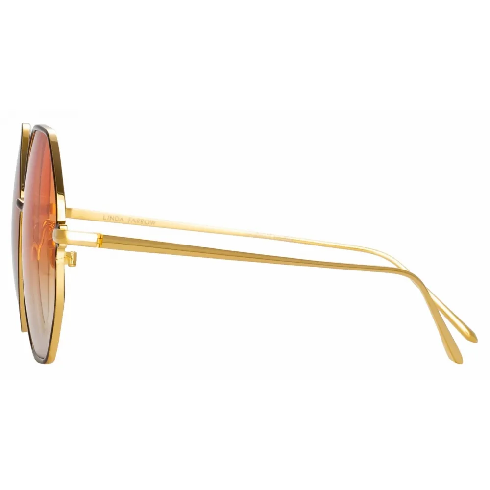 Linda Farrow - Occhiali da Sole Leif Oversized in Oro Giallo Marrone - LFL1148C4SUN - Linda Farrow Eyewear