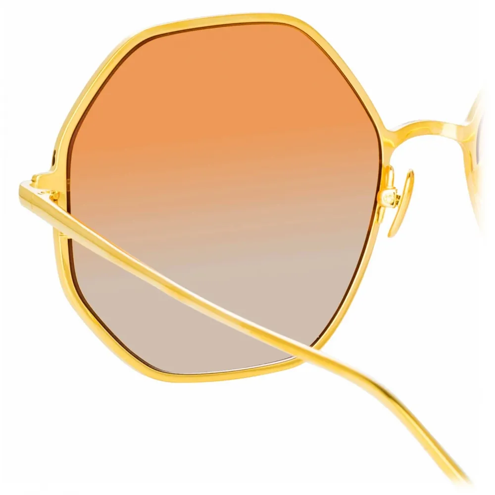 Linda Farrow - Occhiali da Sole Leif Oversized in Oro Giallo Marrone - LFL1148C4SUN - Linda Farrow Eyewear