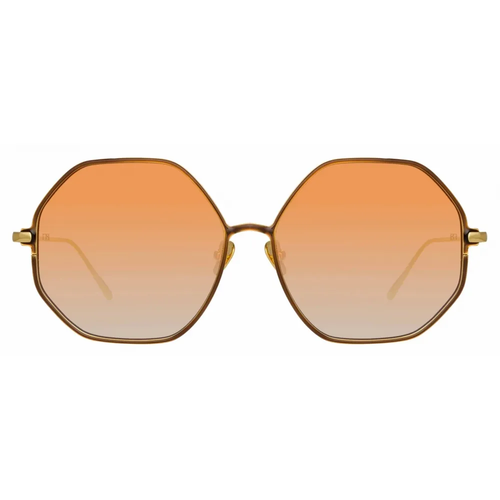 Linda Farrow - Occhiali da Sole Leif Oversized in Oro Giallo Marrone - LFL1148C4SUN - Linda Farrow Eyewear