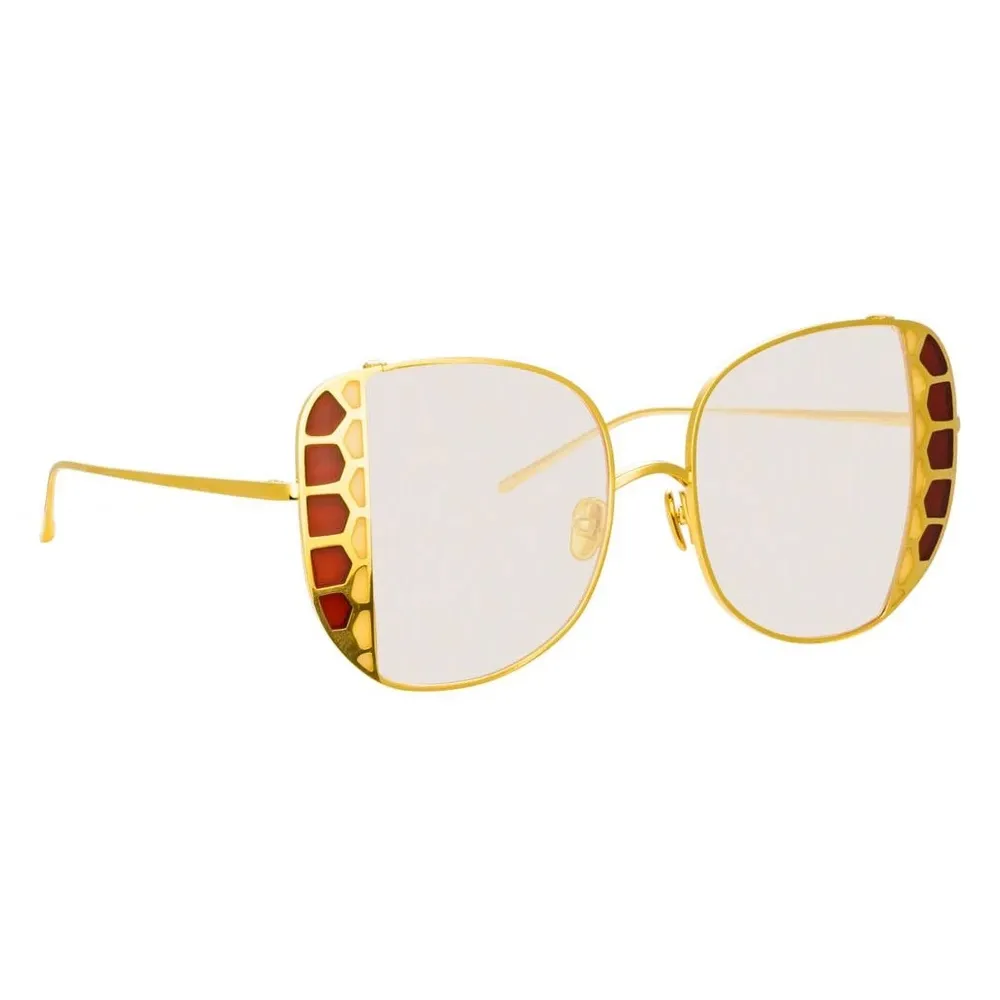 Linda Farrow - Occhiali da Sole Oversized Amelia in Oro Giallo - LFL1003C1SUN - Linda Farrow Eyewear