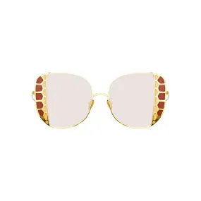 Linda Farrow - Occhiali da Sole Oversized Amelia in Oro Giallo - LFL1003C1SUN - Linda Farrow Eyewear