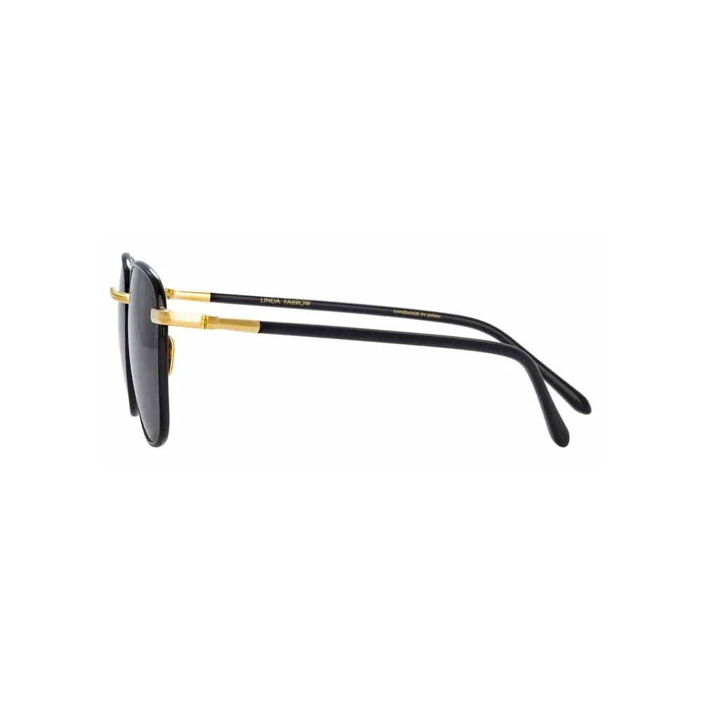 Linda Farrow - Occhiali da Sole Quadrati Trouper C1 in Oro Giallo e Nero - LFL953C1SUN - Linda Farrow Eyewear