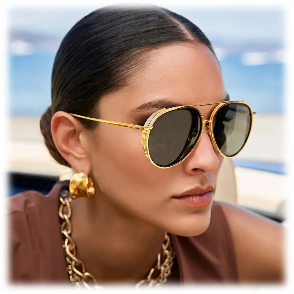 Linda Farrow - Occhiali da Sole Torino Aviator in Oro Giallo - LFL1360C2SUN - Linda Farrow Eyewear