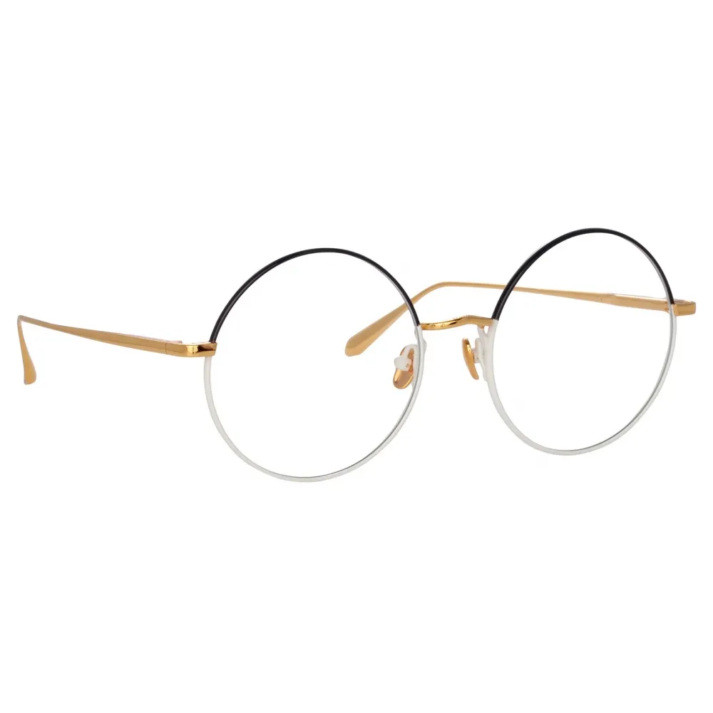 Linda Farrow - Occhiali da Vista Bea Round in Nero Oro Giallo - LFL1333C5OPT - Linda Farrow Eyewear