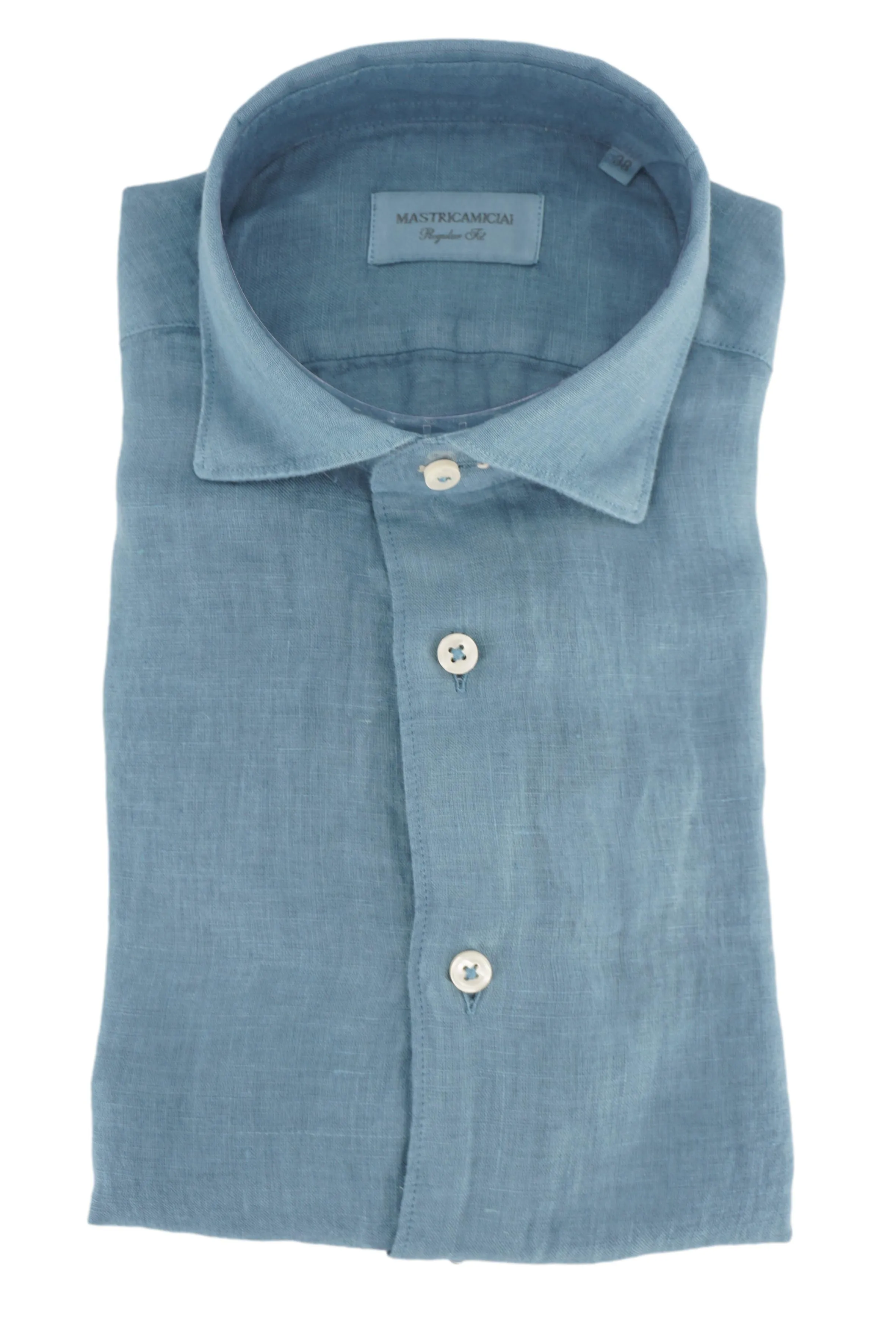 Linen Shirt with Soft Collar / Light Blue