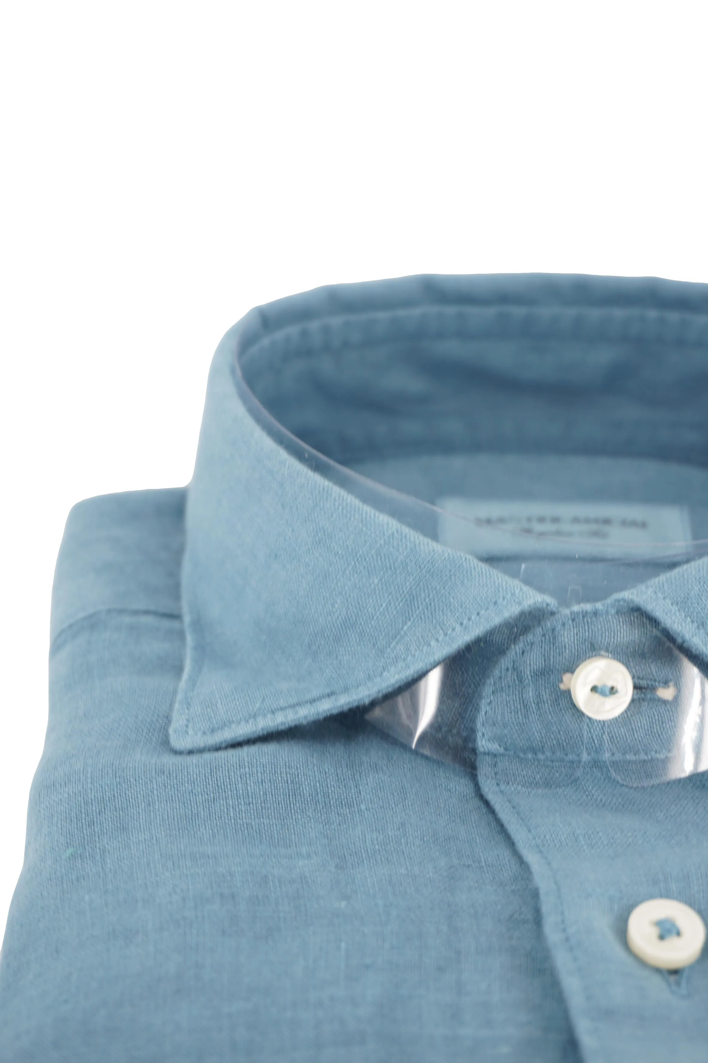 Linen Shirt with Soft Collar / Light Blue