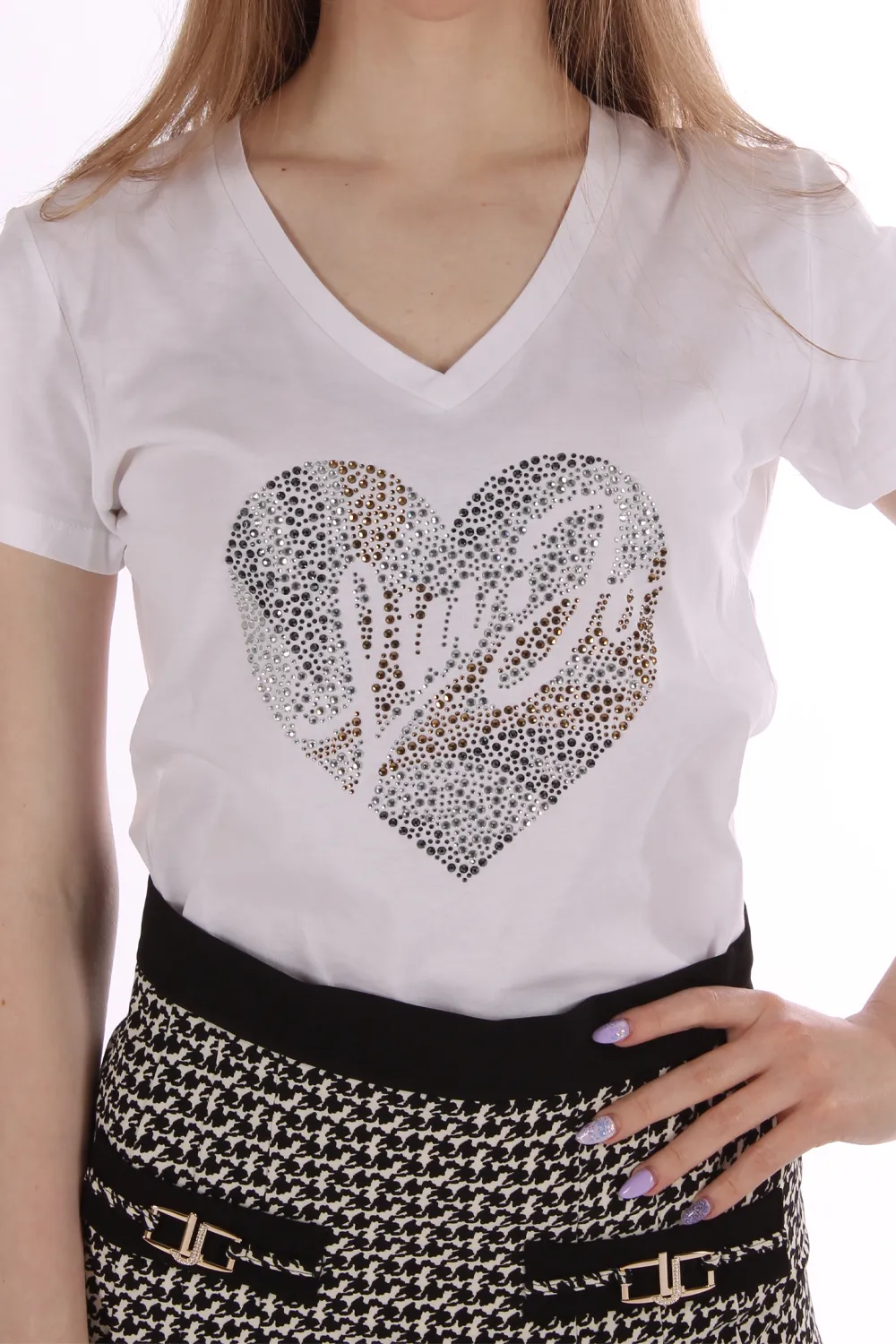 LIU JO | T-SHIRT CON LOGO E CUORE DI STRASS - Punto Blu