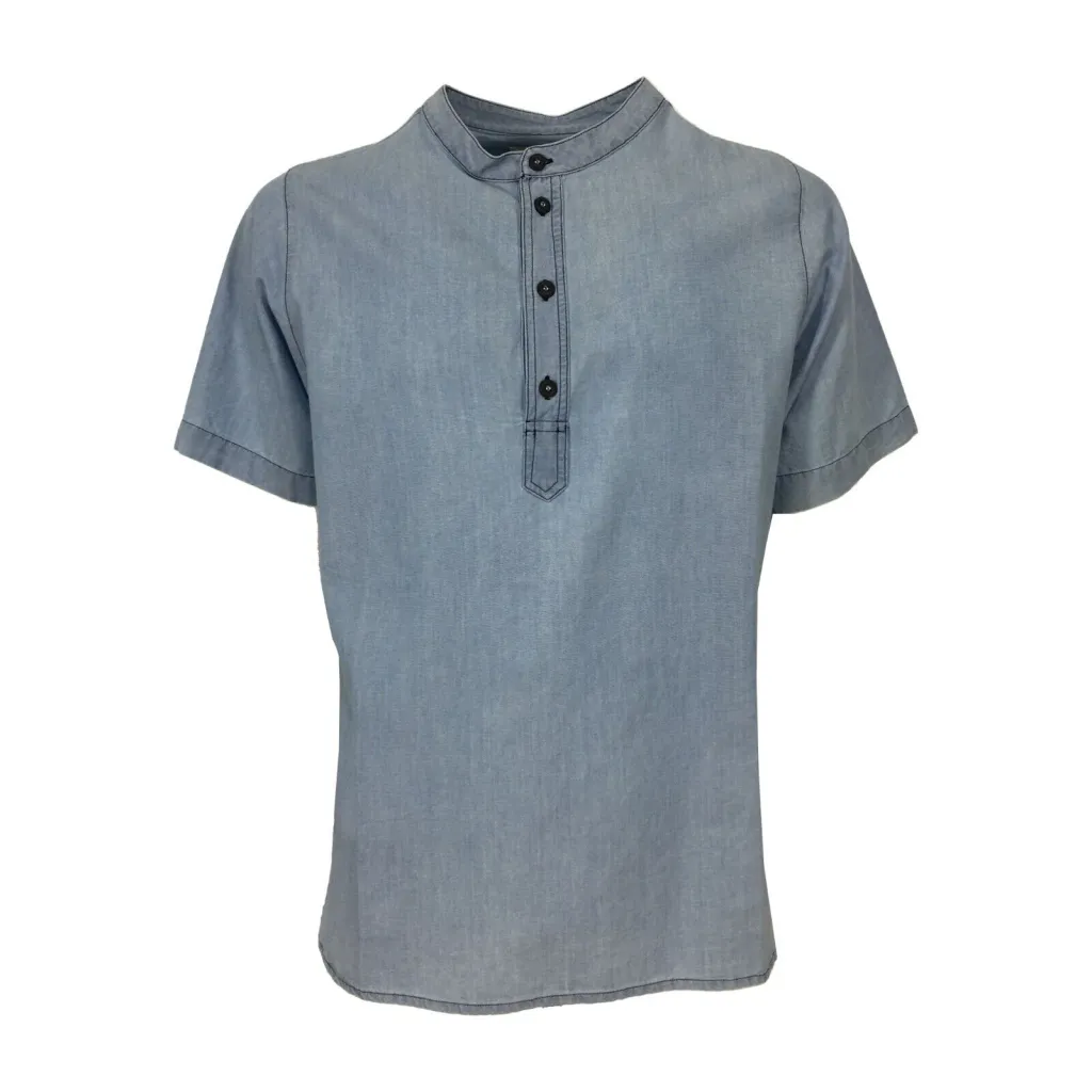 MADSON by BottegaChilometriZero camicia uomo chambray celeste DU22317 GURU OLD AMERICA MADE IN ITALY