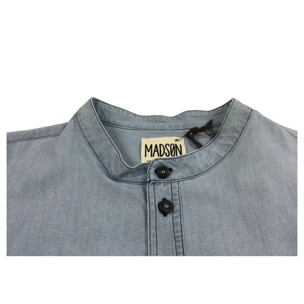 MADSON by BottegaChilometriZero camicia uomo chambray celeste DU22317 GURU OLD AMERICA MADE IN ITALY