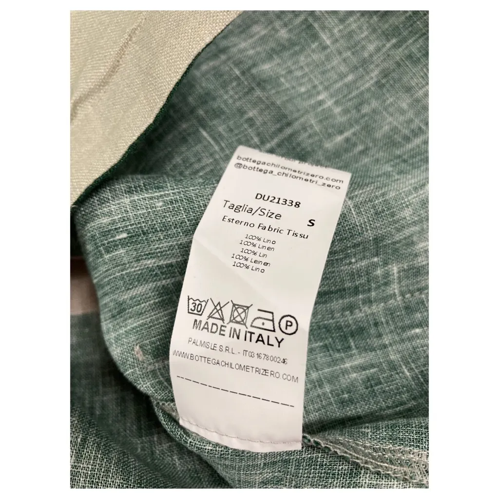 MADSON by BottegaChilometriZero camicia uomo fantasia beige/verde/bluette art DU21338 100% lino MADE IN ITALY