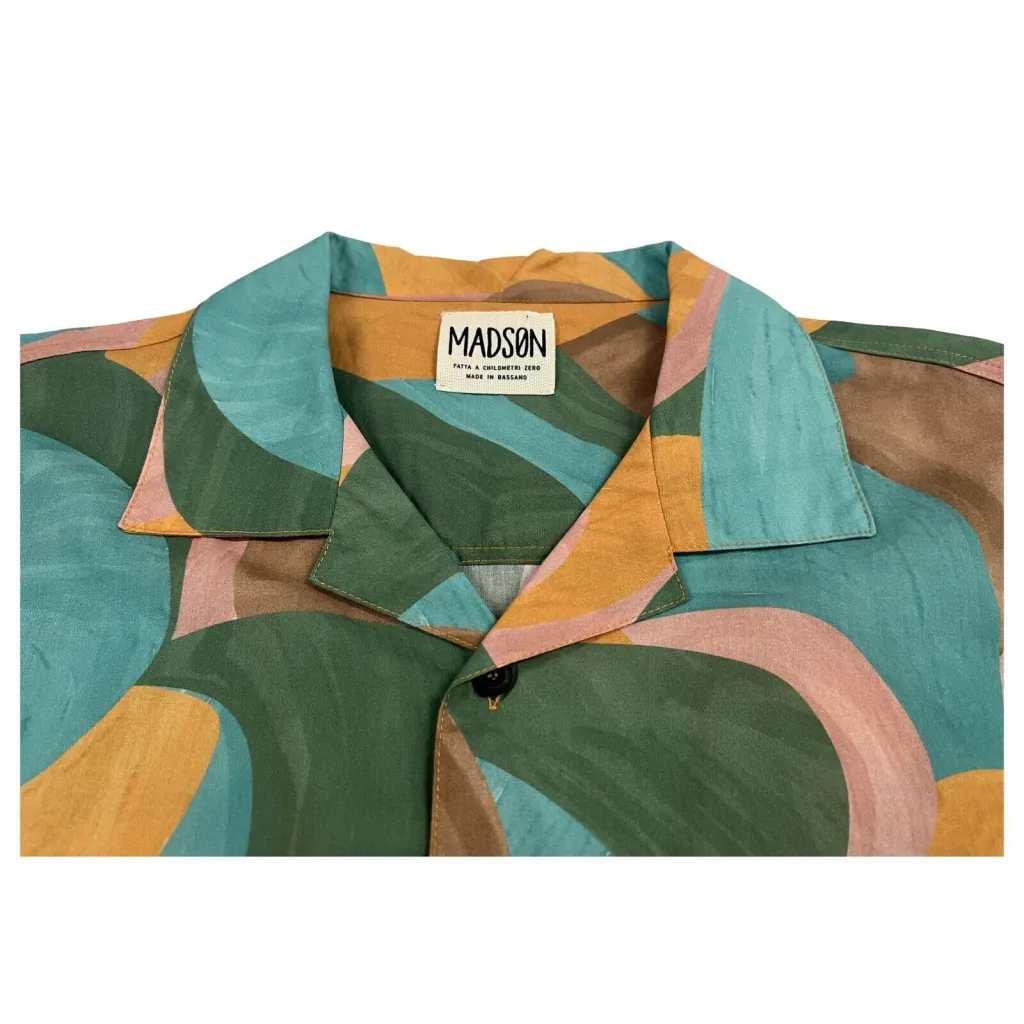 MADSON by BottegaChilometriZero camicia uomo multicolor over DU23041 100% cotone MADE IN ITALY