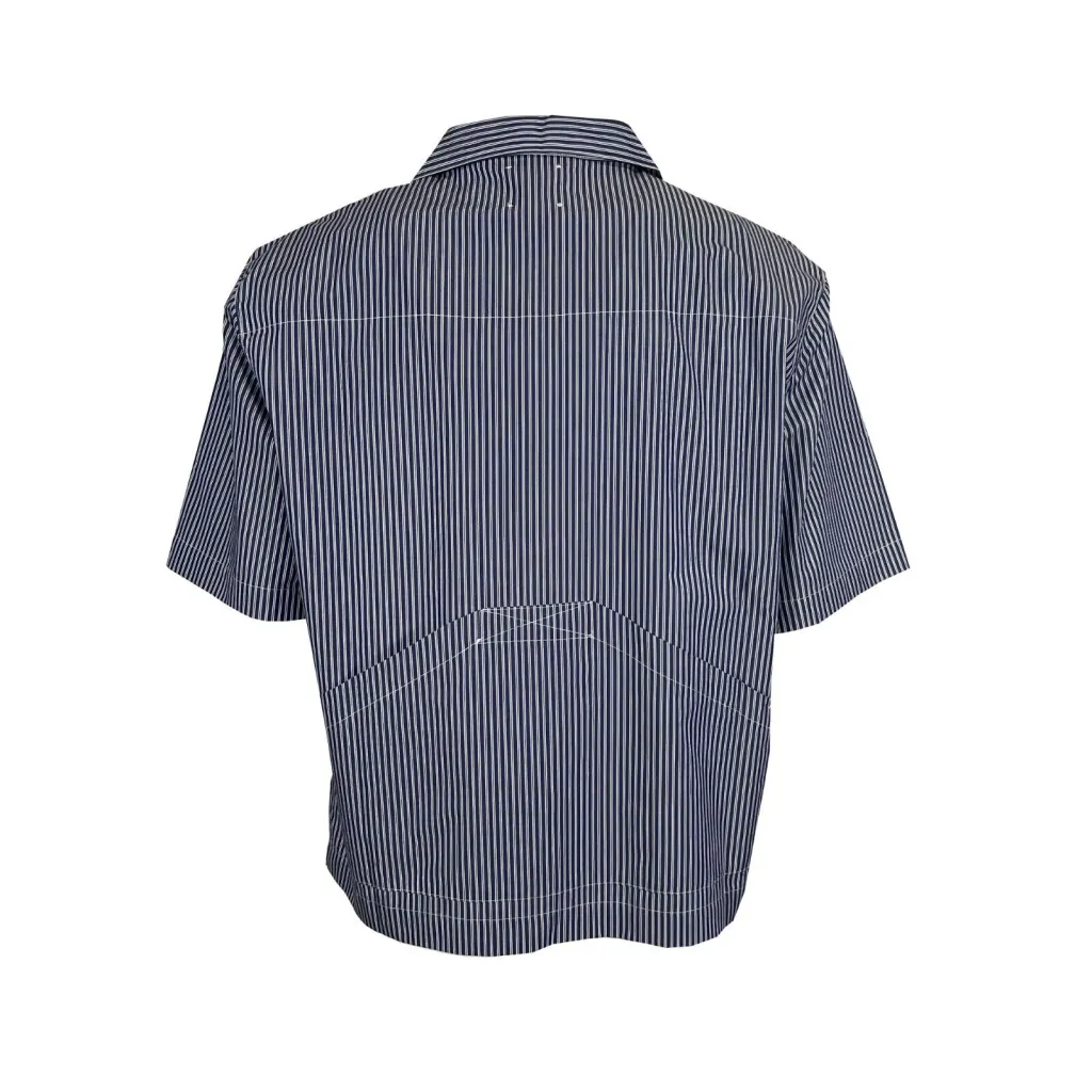 MADSON by BottegaChilometriZero camicia uomo over righe bianco/blu DU23045 100% cotone MADE IN ITALY