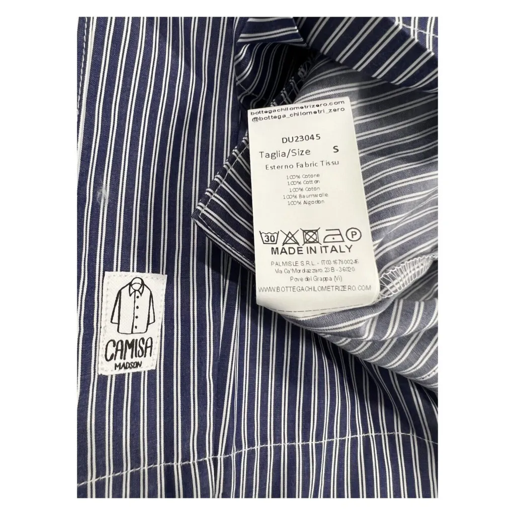 MADSON by BottegaChilometriZero camicia uomo over righe bianco/blu DU23045 100% cotone MADE IN ITALY