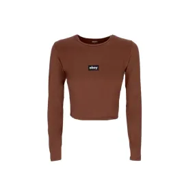 maglietta manica lunga corta donna tag cropped mia l/s tee SEPIA