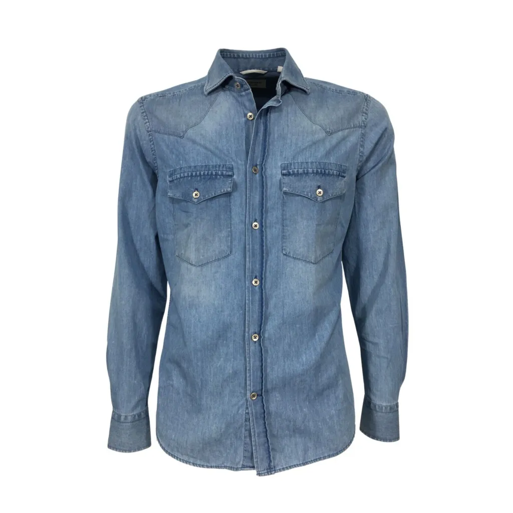 MASTRICAMICIAI camicia uomo denim leggero modello western FR055 LUCA 100% cotone