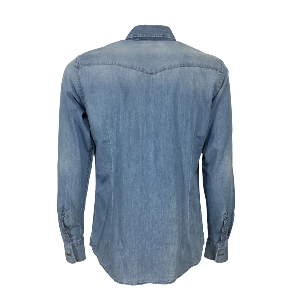 MASTRICAMICIAI camicia uomo denim leggero modello western FR055 LUCA 100% cotone