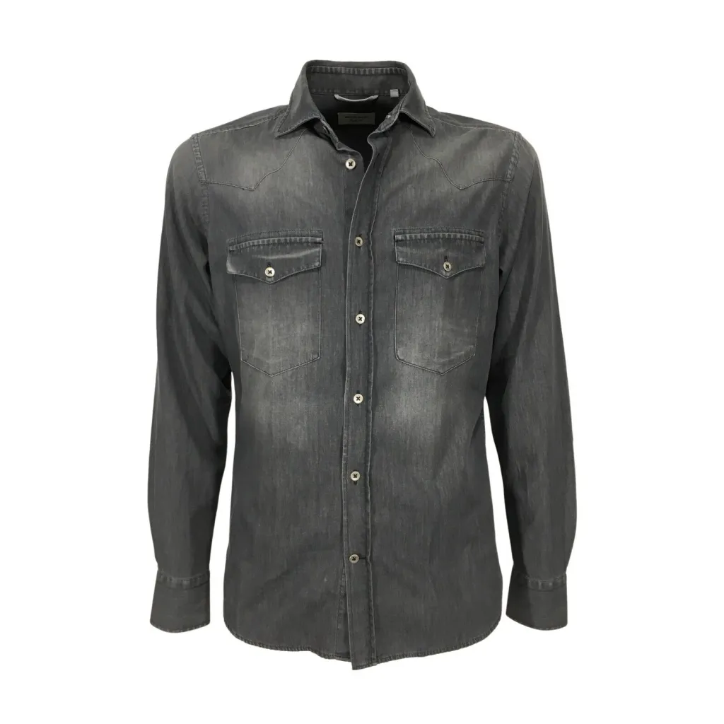 MASTRICAMICIAI camicia uomo denim leggero modello western FR055 LUCA 100% cotone