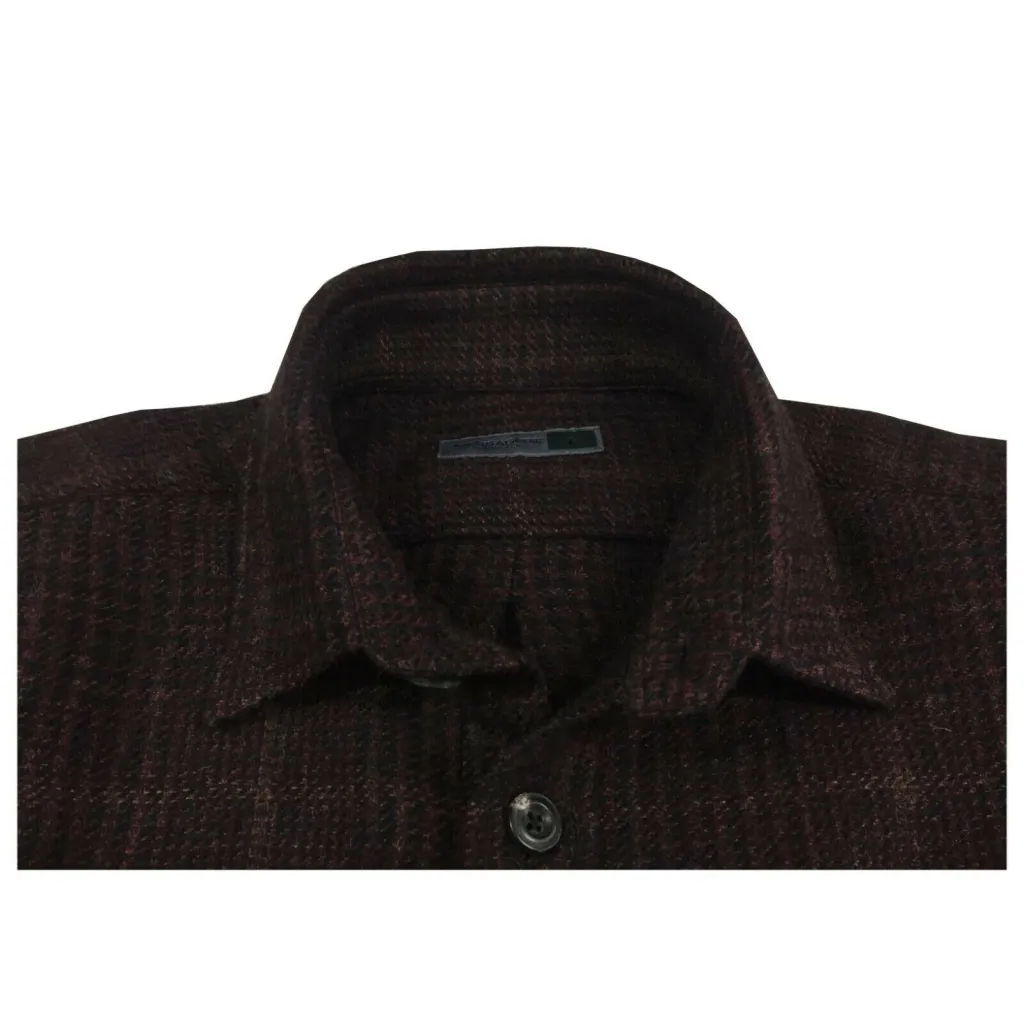 MESSAGERIE camicia uomo over Principe di Galles bordeaux/nero G61943 T09176 MADE IN ITALY