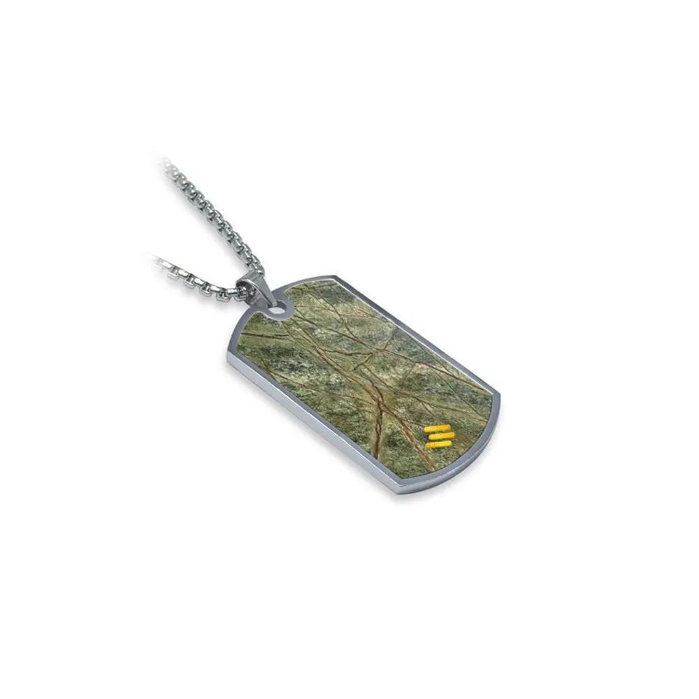 Mikol Marmi - Dog Tag in Marmo Verde Foresta - Medaglietta Militare - Vero Marmo - Mikol Marmi Collection