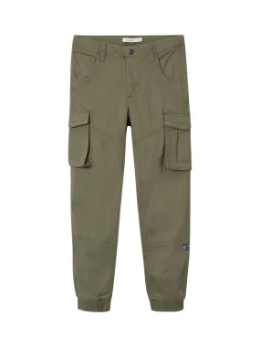 Name it pantalone cargo da ragazzi in cotone elasticizzato con polsino alla caviglia 13151735 verde