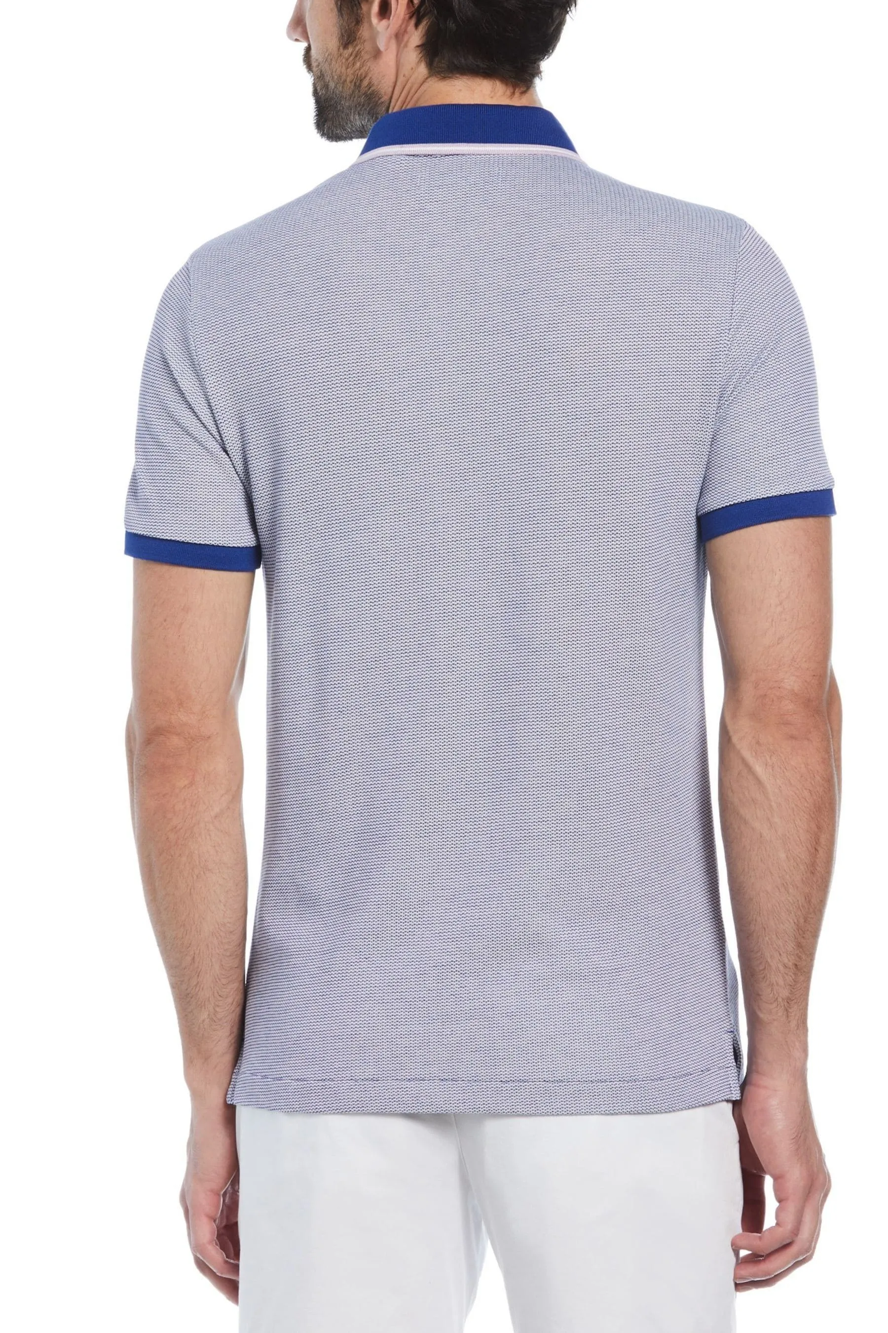 Original Penguin Blu - Polo jacquard in Blend Manica corta e cotone con motivo a fiorellini