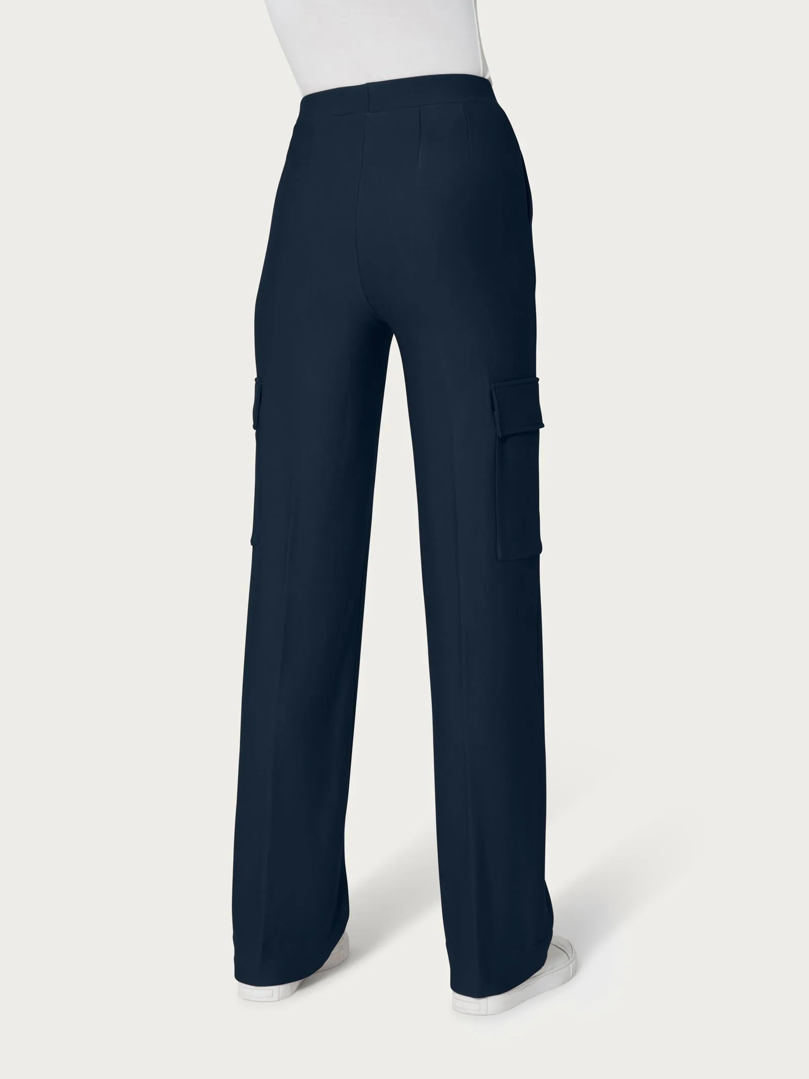 Pantalone ampio cargo con tasche in Eco Techno Fleece - Bleu