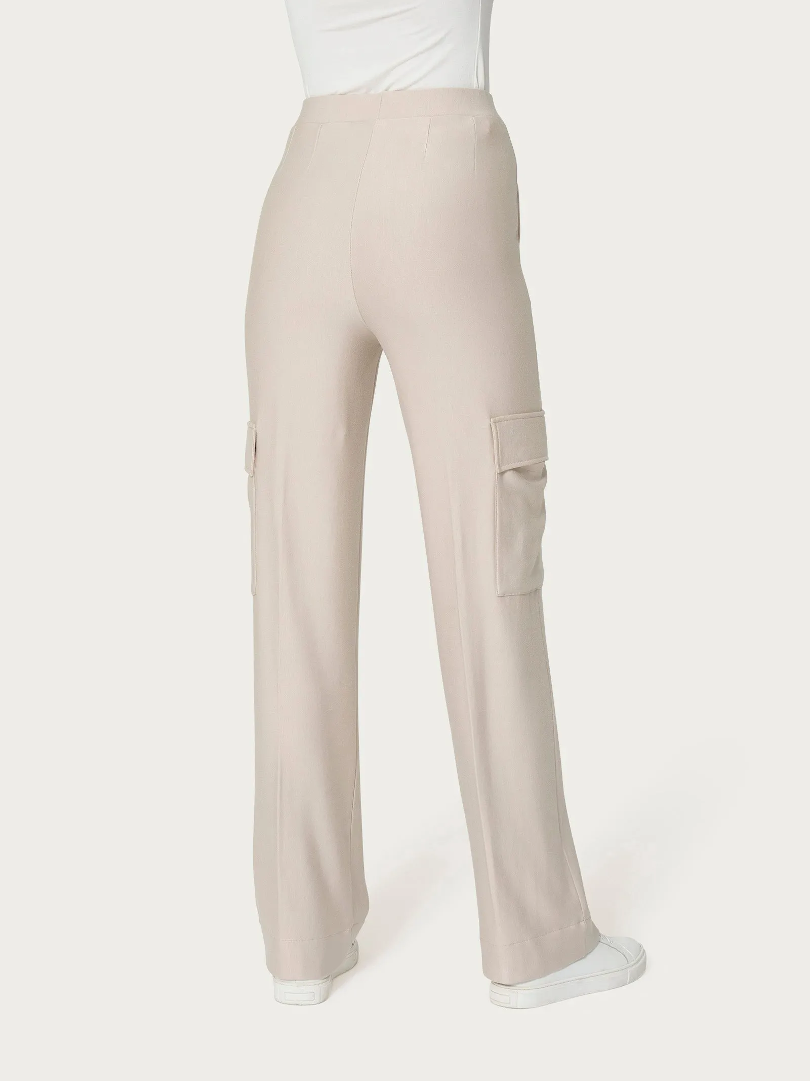 Pantalone ampio cargo con tasche in Eco Techno Fleece - Champignon