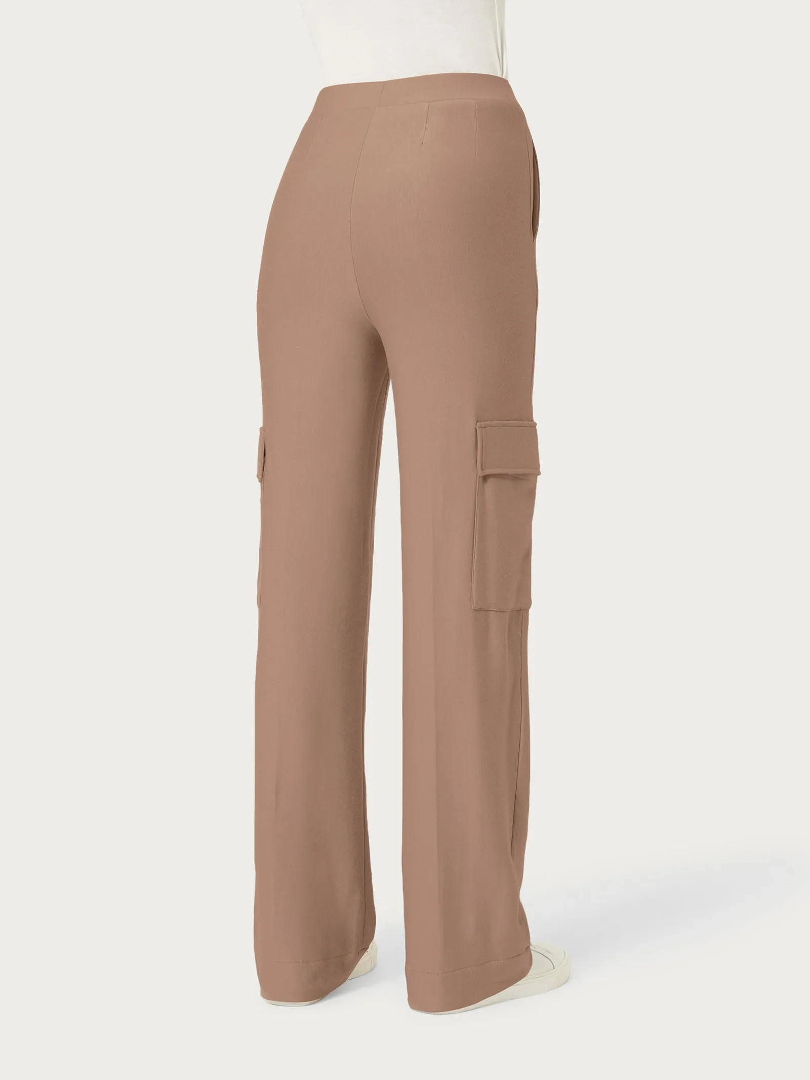 Pantalone ampio cargo con tasche in Eco Techno Fleece - Pine Bark