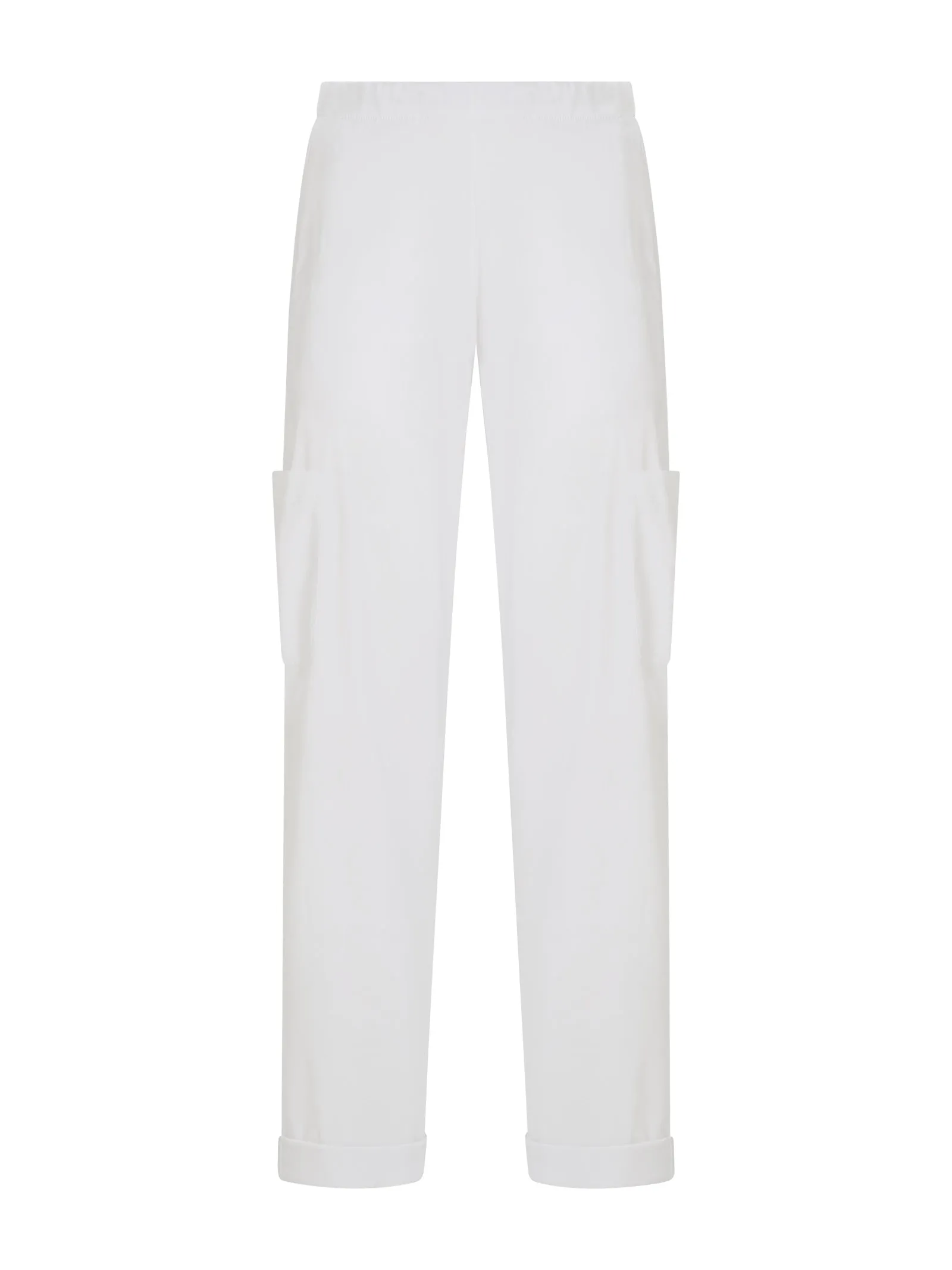 Pantalone ampio cargo in tessuto Super Fresh - Bianco